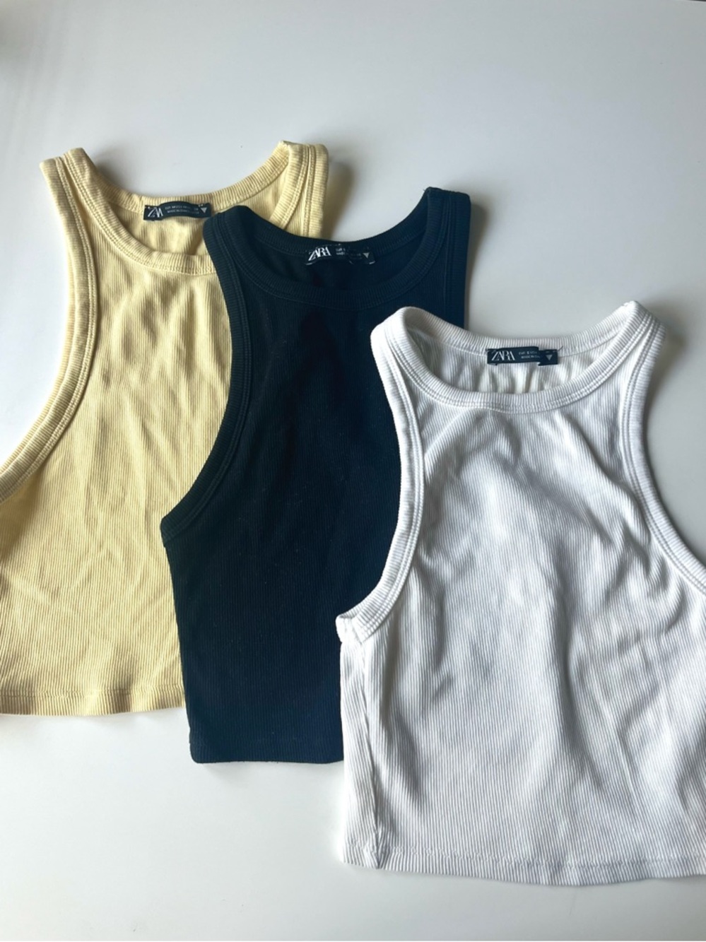Zara Basics Ribbed Crop Top Set